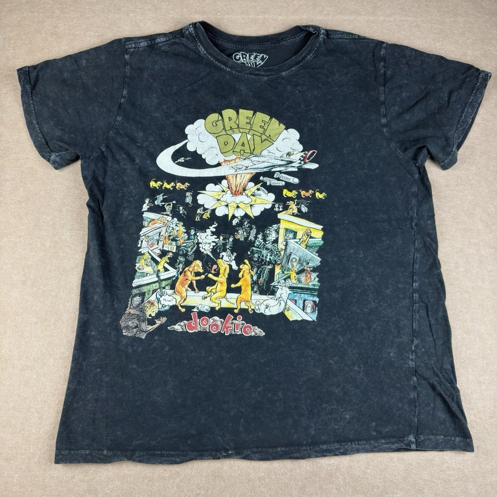 Green Day Dookie T-Shirt Men L Charcoal‎ Black Album Art Graphic Rock Band Tee